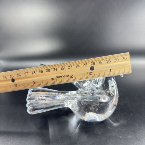 Swedish Clear Glass Bird Figurine Paperweight Manganese 365nm Green UV Glow VTG - Picture 4 of 15